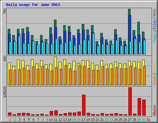 Daily usage for June 2013