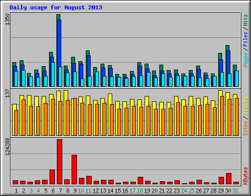 Daily usage for August 2013