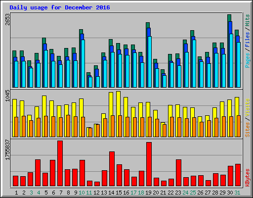 Daily usage for December 2016