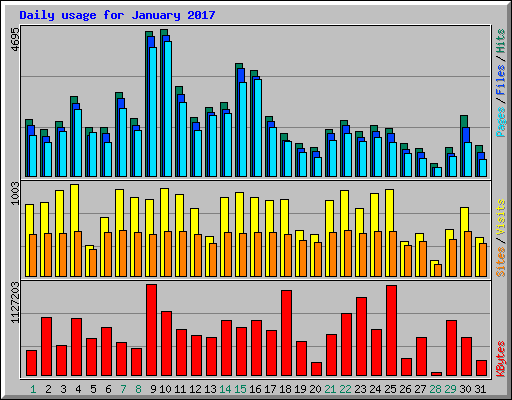 Daily usage for January 2017