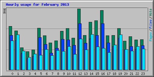 Hourly usage for February 2013