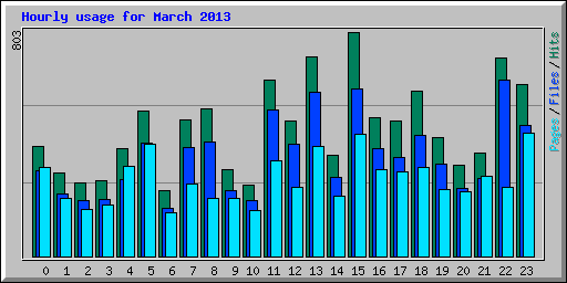 Hourly usage for March 2013