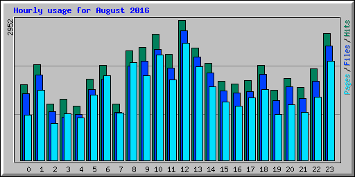 Hourly usage for August 2016