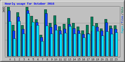 Hourly usage for October 2016